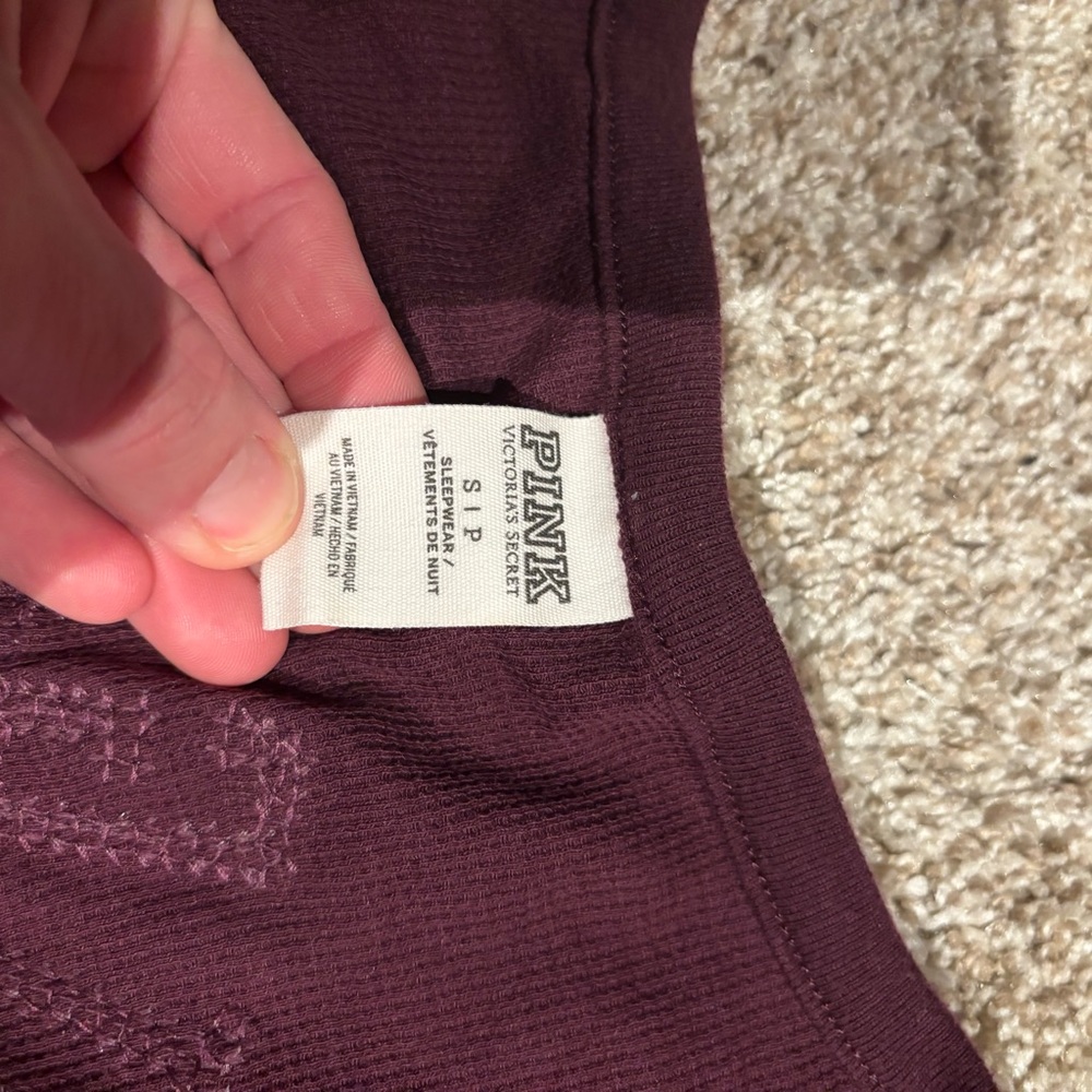 PINK Victoria's Secret Burgundy thermal body suit pajamas - Picture 3 of 7